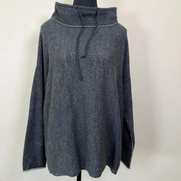 Eileen Fisher Womens Size Small Tunnel Neck Long Sleeve Heathered Grey Top - Picture 1 of 15